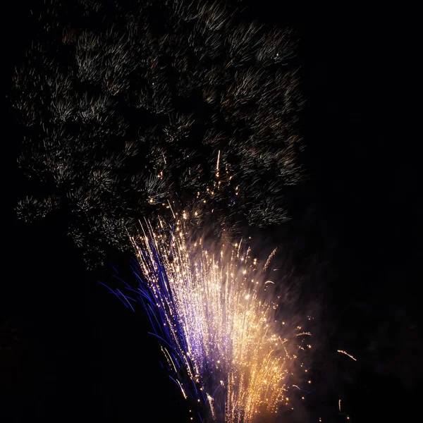 Fuochi d'artificio nel cielo nero — Foto Stock