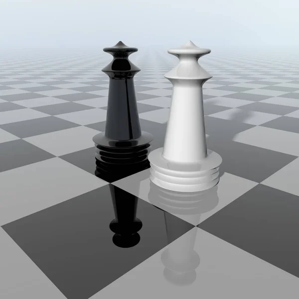 White and black chess fronting each other — Stock Photo, Image