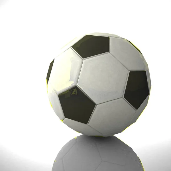 Soccer ball over reflecting background — Stock Photo, Image