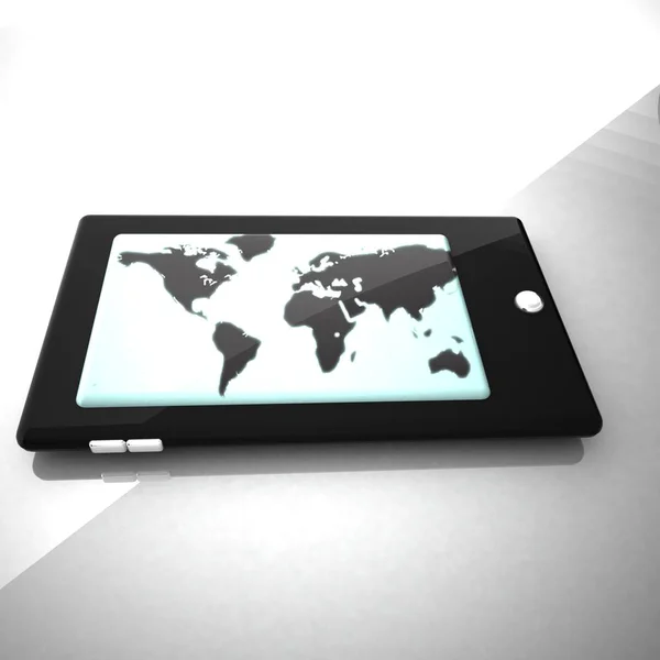 World map over smartphone screen — Stock Photo, Image