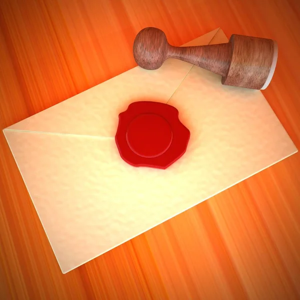 Envelope carta com selo de cera de vedação — Fotografia de Stock
