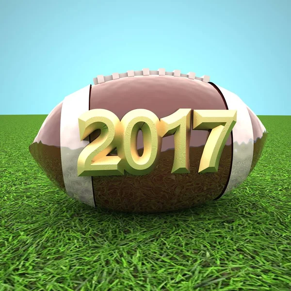 Football for year 2017 over grass — Stock Photo, Image