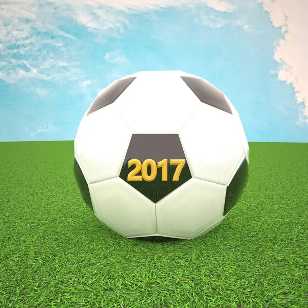 Μπάλα ποδοσφαίρου με το έτος 2017 — Φωτογραφία Αρχείου