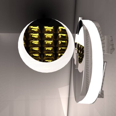 Altın külçeler ve açık kapı ile kasa