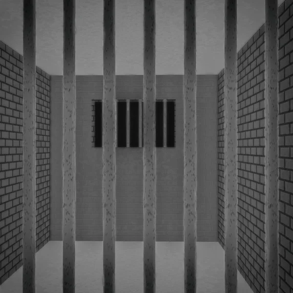 Fängelsecell i helskärmsvy — Stockfoto
