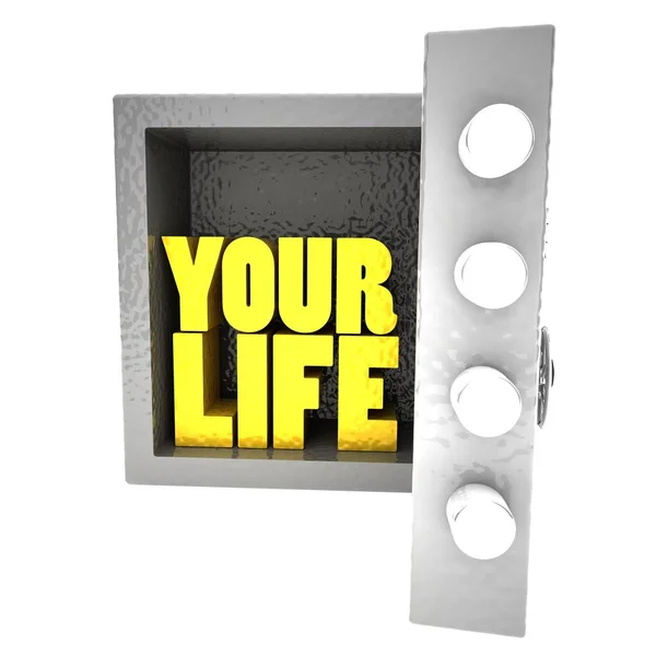 Strongbox with "Your Life" words inside — Stock Photo, Image