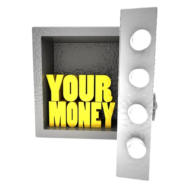 Strongbox con parole "Your Money" all'interno — Foto Stock