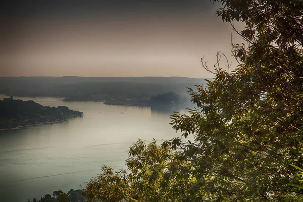 Kilátás nyílik a tóra, fa — Stock Fotó