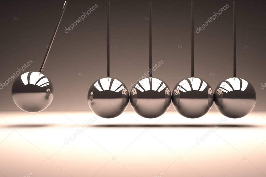 Metal spheres bouncing in line