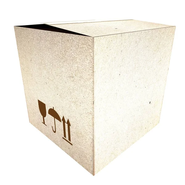 Картонна коробка ізольована над білим — стокове фото