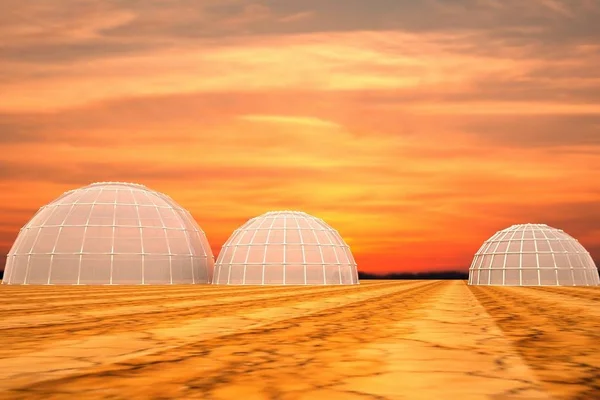 Habitats atmosféricos do deserto sob o céu por do sol — Fotografia de Stock