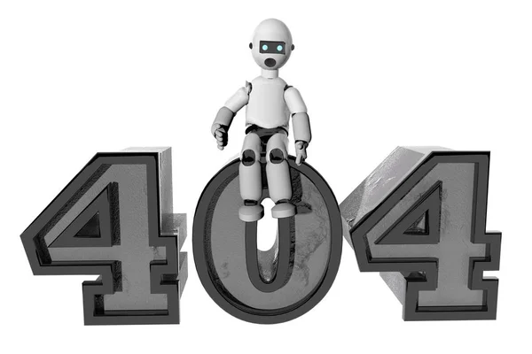 Robot sentado encima de 404 (por error ) — Foto de Stock