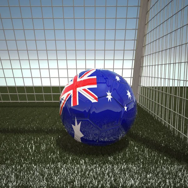 Voetbal met vlag van Australië — Stockfoto