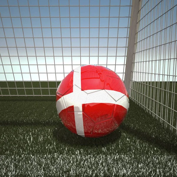 Футбол с флагом денмарка — стоковое фото