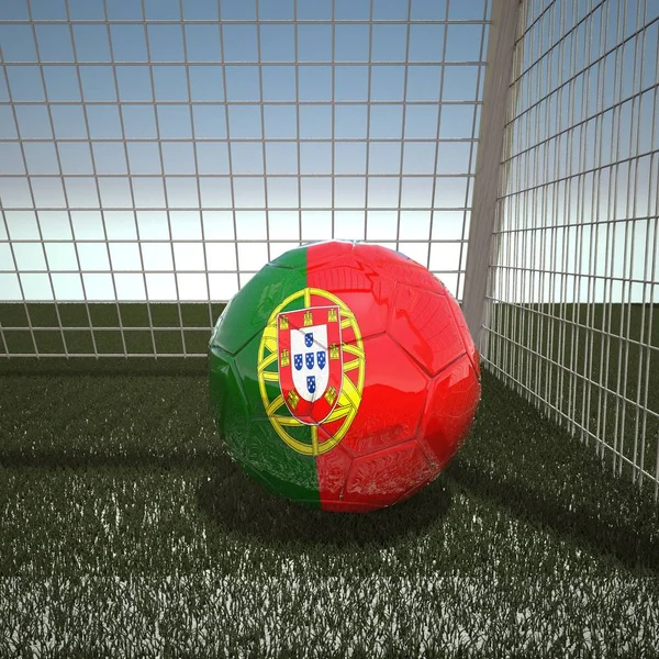 Football with flag of Portugal — Stock Photo, Image