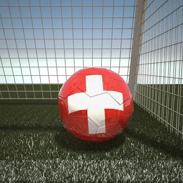 Fútbol con bandera de Suiza — Foto de Stock