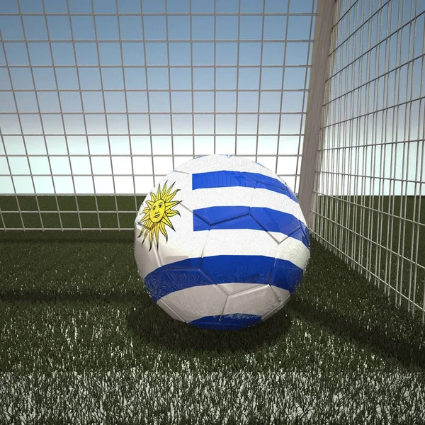 Calcio con bandiera di uruguay — Foto Stock