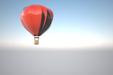 Kırmızı montgolfier gökyüzünde uçan