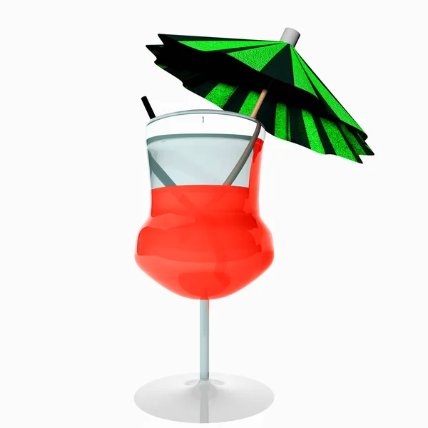Cocktail med liten paraply över vita — Stockfoto