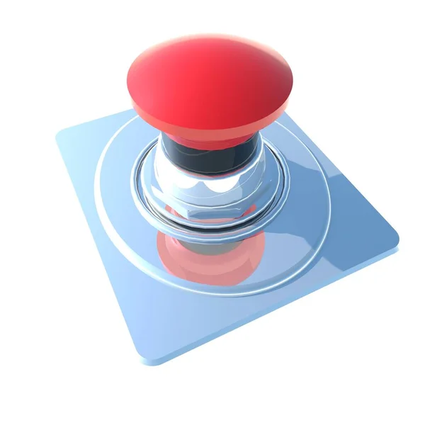 Red Button Metallic Surface Rendering — Stock Photo, Image