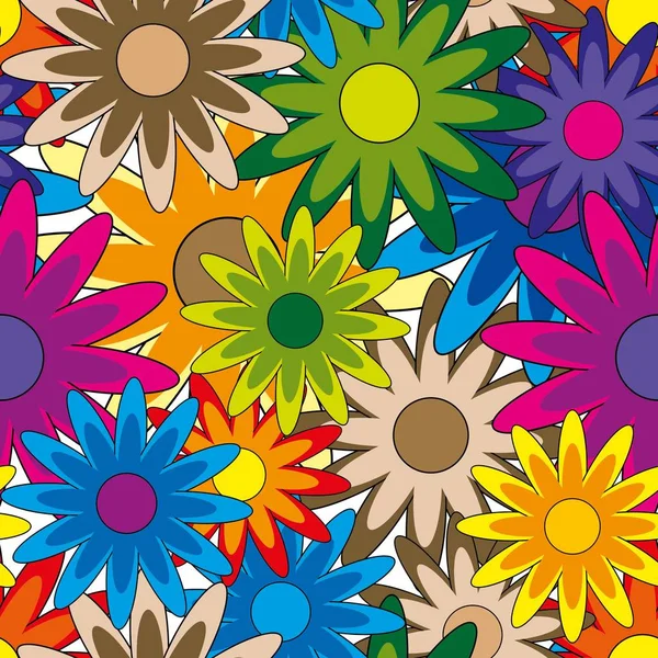 シームレスな鮮やかな花のパターン — ストックベクタ