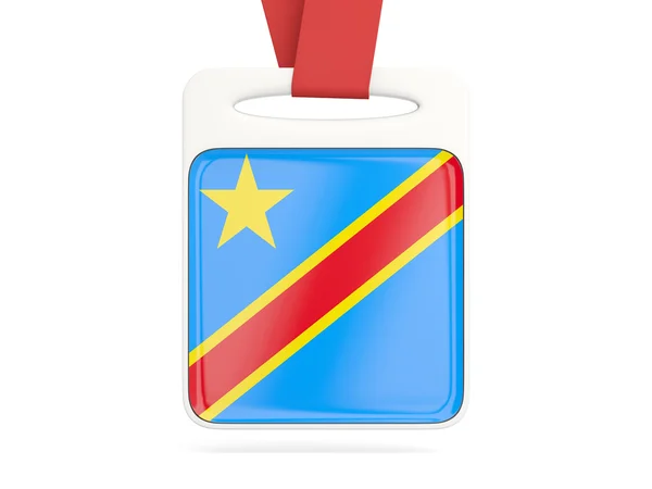 Bandiera della repubblica democratica del congo, cartellino quadrato — Foto Stock