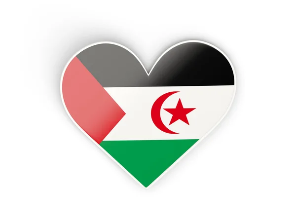 Flaga Sahary Zachodniej, naklejka w kształcie serca — Zdjęcie stockowe