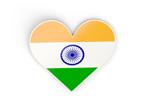 Drapeau de l'Inde, autocollant en forme de coeur — Photo