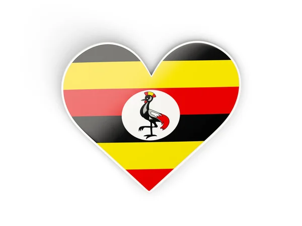Flaga Ugandy, naklejka w kształcie serca — Zdjęcie stockowe