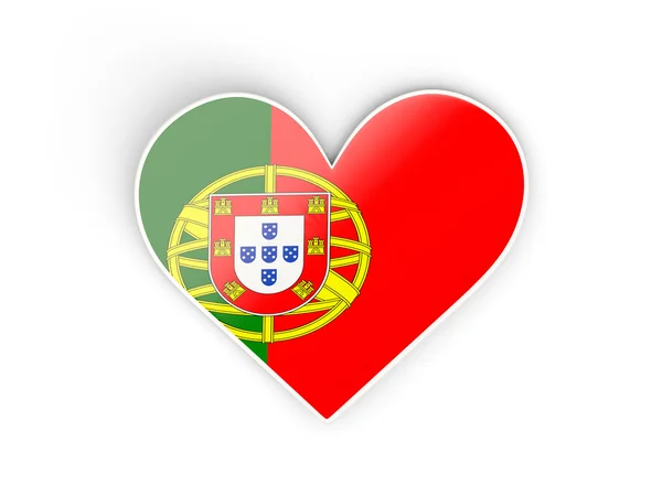 Bandeira de portugal, adesivo em forma de coração — Fotografia de Stock