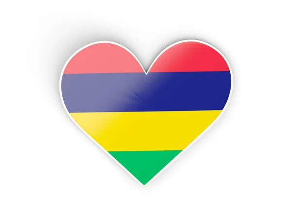 Bandera de mauritius, pegatina en forma de corazón —  Fotos de Stock