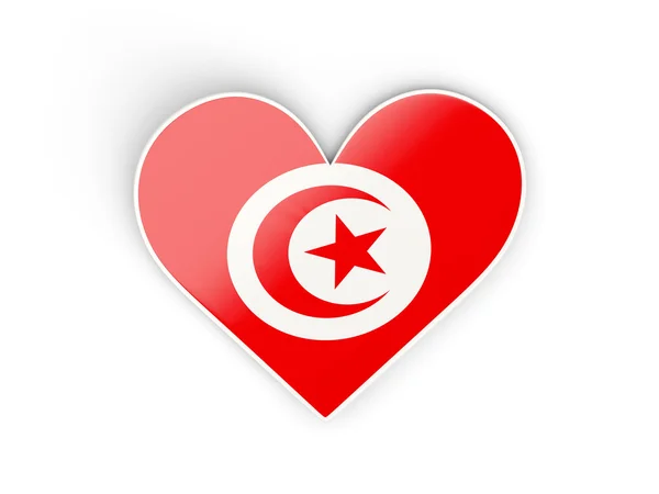 Drapeau de la Tunisie, autocollant en forme de coeur — Photo