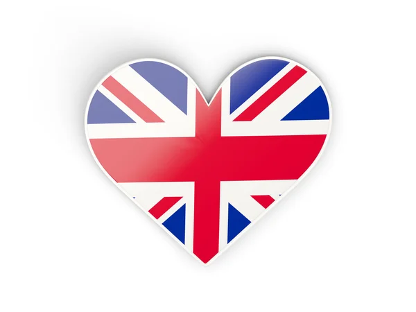 Флаг Великобритании, наклейка в форме сердца — стоковое фото