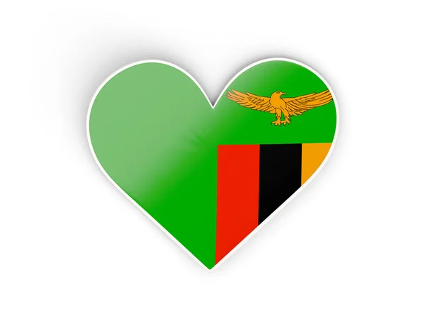 Drapeau de zambia, autocollant en forme de coeur — Photo