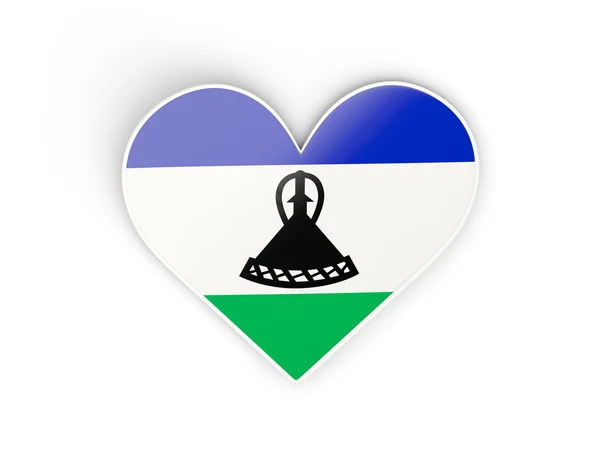 Flagga av Lesothiskt, hjärtformade klistermärke — Stockfoto