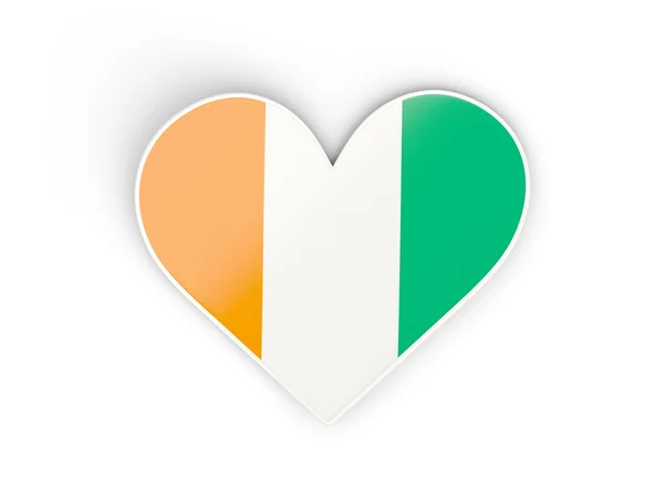 Flaga cote d Ivoire, serce wyprofilowane naklejki — Zdjęcie stockowe