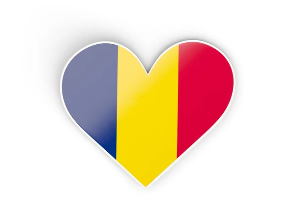 Vlajka Čadu, srdce tvaru nálepka — Stock fotografie