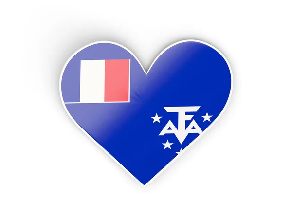 Прапор французьких південних територій, наклейка у формі серця — стокове фото