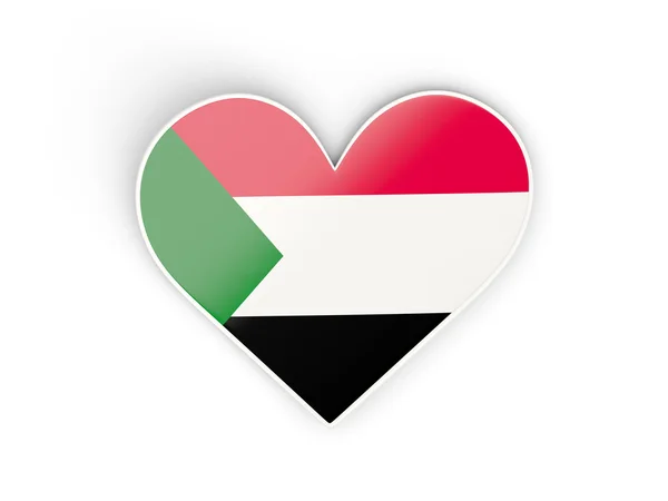 Флаг Судана, наклейка в форме сердца — стоковое фото