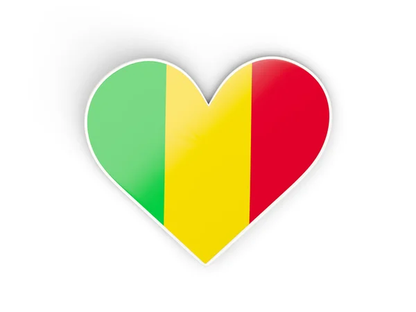 Bandeira de mali, adesivo em forma de coração — Fotografia de Stock