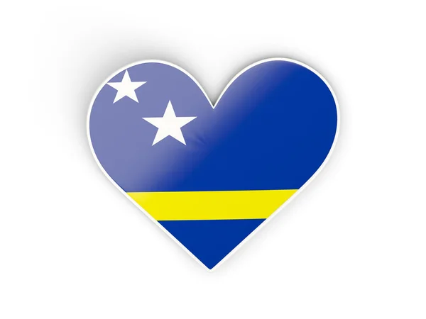 Vlag van curacao, hart gevormde sticker — Stockfoto