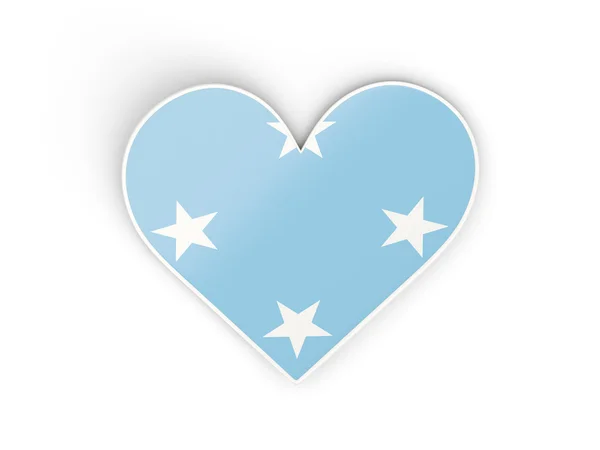 Flagga av Mikronesien, hjärtformade klistermärke — Stockfoto