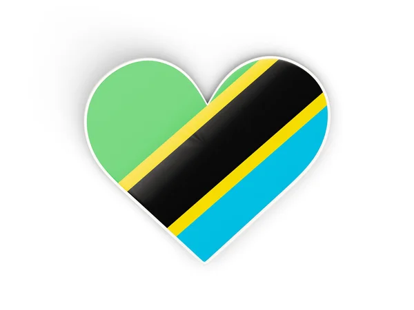 Vlajka Tanzanie, samolepka ve tvaru srdce — Stock fotografie