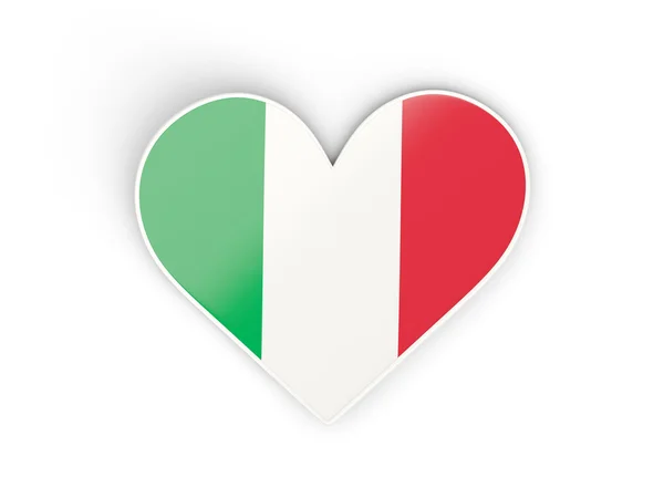 이탈리아, 심장 모양의 스티커의 국기 — 스톡 사진