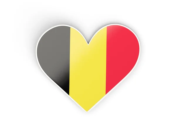 Vlajka Belgie, samolepka ve tvaru srdce — Stock fotografie