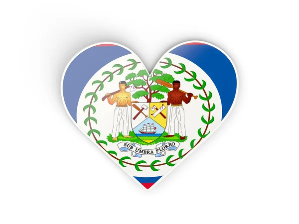 Drapeau du Belize, autocollant en forme de coeur — Photo