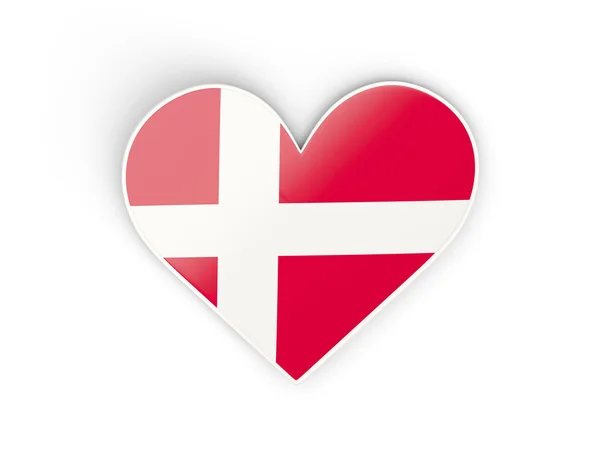 Dánia, szív alakú matrica zászlaja — Stock Fotó