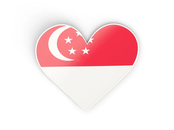 Vlajka Singapuru, samolepka ve tvaru srdce — Stock fotografie