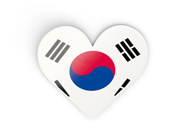 Bandera de Corea del Sur, pegatina en forma de corazón —  Fotos de Stock
