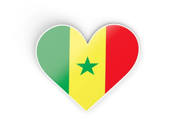 Flag of senegal, heart shaped sticker — Stock Photo, Image